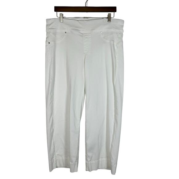Chico's Perfect Stretch Pull On Wide Leg Ankle‎ Pant Sz 2 US Large White Classic - Picture 1 of 10